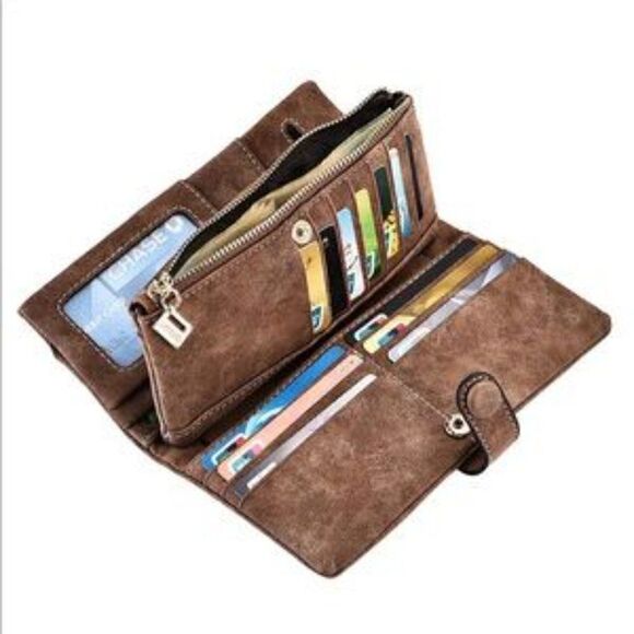 New Vegan Leather Bifold Clutch Bag - Picture 7 of 11